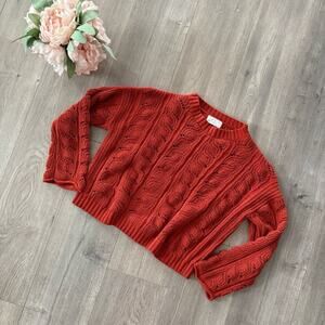 Poof Burnt Autumn Orange Oversized Knit Sweater